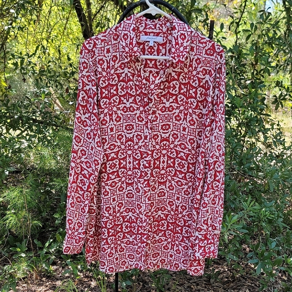 Foxcrot Red and White Patterned Button-Up Shirt